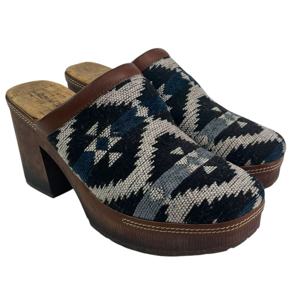 Korks Lori Aztec western Platform Clogs Size 10 shoe festival boho - Picture 3 of 14